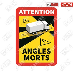 ANGLES MORTS martica – holttér figyelmeztetés teherautóra, 250x170mm
