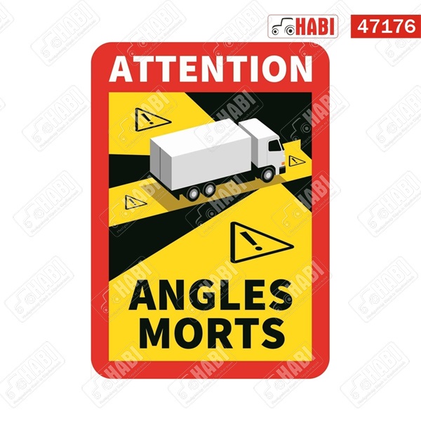 ANGLES MORTS martica – holttér figyelmeztetés teherautóra, 250x170mm