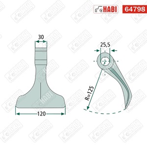 Agrimaster szárzúzó kalapács SZ=120, rögz=30, furat=25,5, r=125, 950g