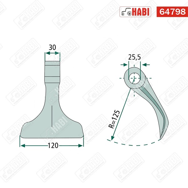 Agrimaster szárzúzó kalapács SZ=120, rögz=30, furat=25,5, r=125, 950g