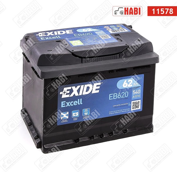 Akkumulátor  12V 62Ah 540A jobb+ EXIDE Excell