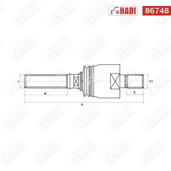Axiál gömbfej jobb M22x1,5 / M24x1,5 L=210 mm Vapormatic