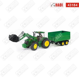 BRUDER John Deere 7930 homlokrakodós traktor + pótkocsi