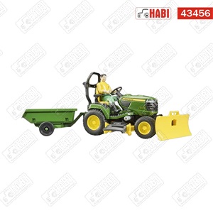 BRUDER John Deere fűnyíró traktor pótkocsival