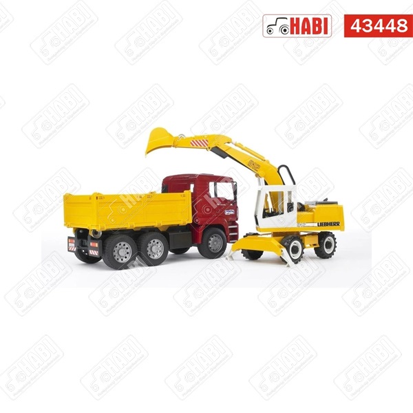 BRUDER MAN TGA teherautó Liebherr kotrógéppel