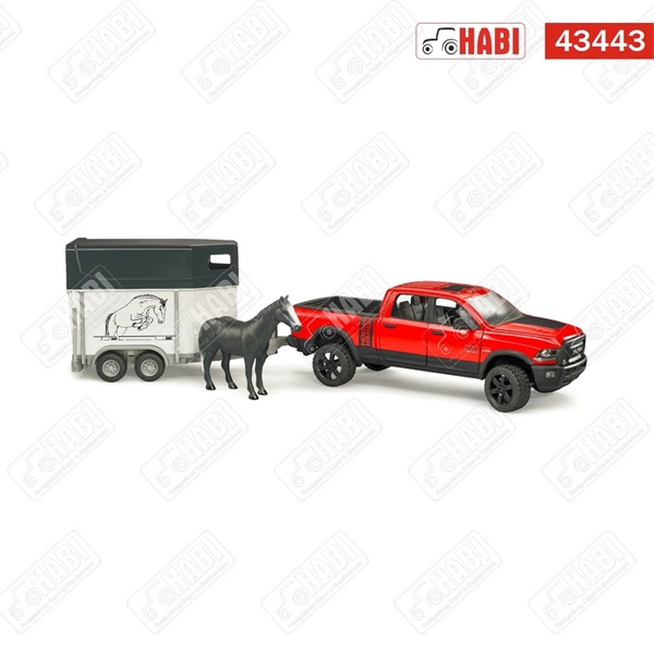 BRUDER Ram 2500 Pickup lószállító utánfutóval és lóval