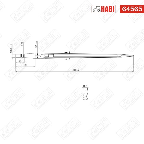 Bálatüske L=810 mm M22 anyával /MG/