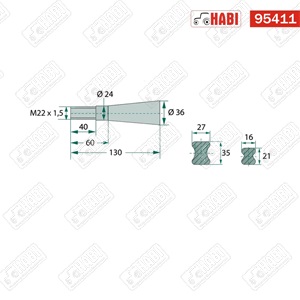 Bálatüske L=900 mm M22 anyával