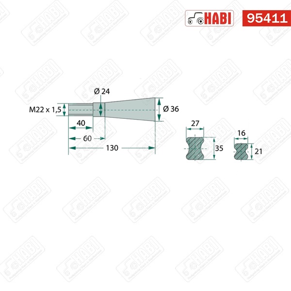 Bálatüske L=900 mm M22 anyával