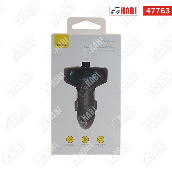 Baseus Bluetooth FM Transmitter autós töltővel, LED kijelző, mikrofon, 18 W, fekete