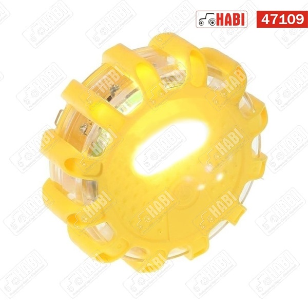 Biztonsági villogó lámpa LED (9 funkciós) piros világítás mágneses, elem nélkül d=100 mm IP67