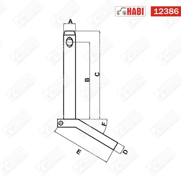 Csapszeg ferde fogantyúval 19x175 mm, láncos biztosító elemmel
