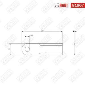 CLAAS szalmaszecskázó kés 173x50 mm d=20 mm Schumacher