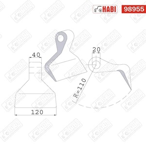 Szárzúzó kalapács Cabe, Komáromi SZ=120, rögz=40, furat=20,5 r=110, 1230g