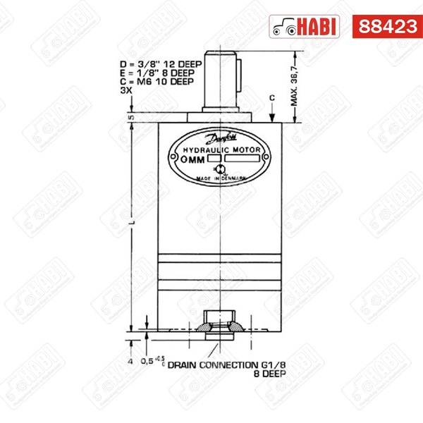Danfoss hidromotor 32 cc d=16 mm hátsó csatlakozás WHITE