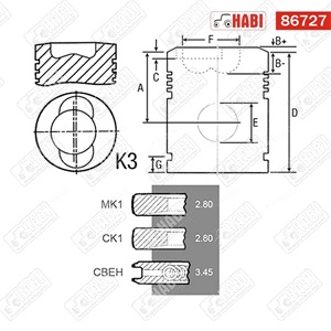 Deutz-Fahr hengerhüvely dugattyú+gyűrű L=128 mm D=40 mm-es csapszeggel