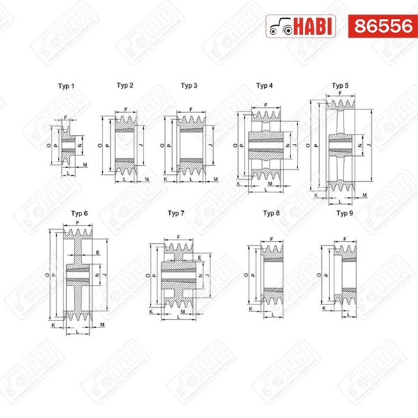 Ékszíjtárcsa D=250 mm 2x13 Taperlock furattal