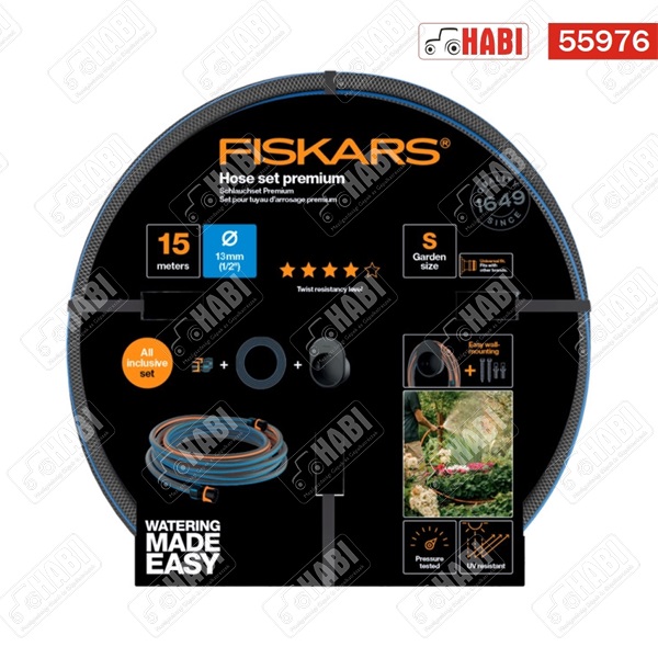 FISKARS Comfort locsolótömlő + tároló szett 13 mm (1/2) 15 m Q4