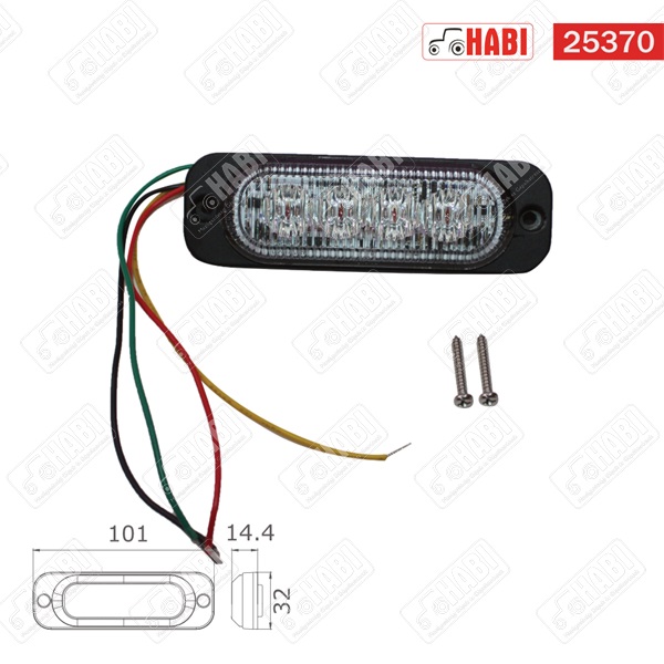 Figyelmeztető fényjelzés LED villogó 12 W 10-30V 101x32x15 mm