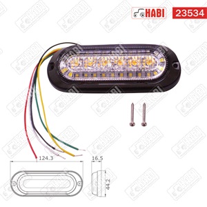Figyelmeztető fényjelzés LED villogó+nappali menetfény 18 W+5,2 W 10-30V 125x45x20 mm