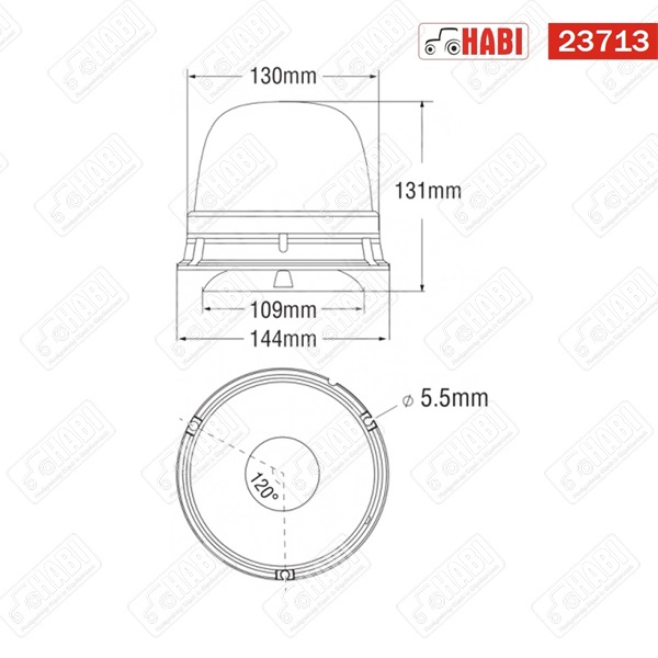 Figyelmeztető fényjelzés sárga villogó 12V-24V rugalmas tartócsöves, h=220mm, R65 R10 LED