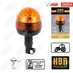 Figyelmeztető fényjelzés sárga villogó E jelzett 12V-24V rugalmas tartócsöves R65 R10 LED