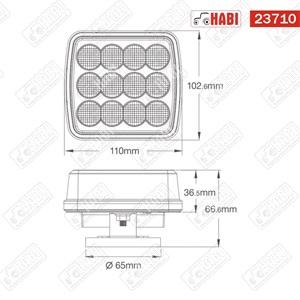 Figyelmeztető fényjelzés sárga villogó párban mágneses+beépített akkumulátor LED, 110x102 mm, IP67