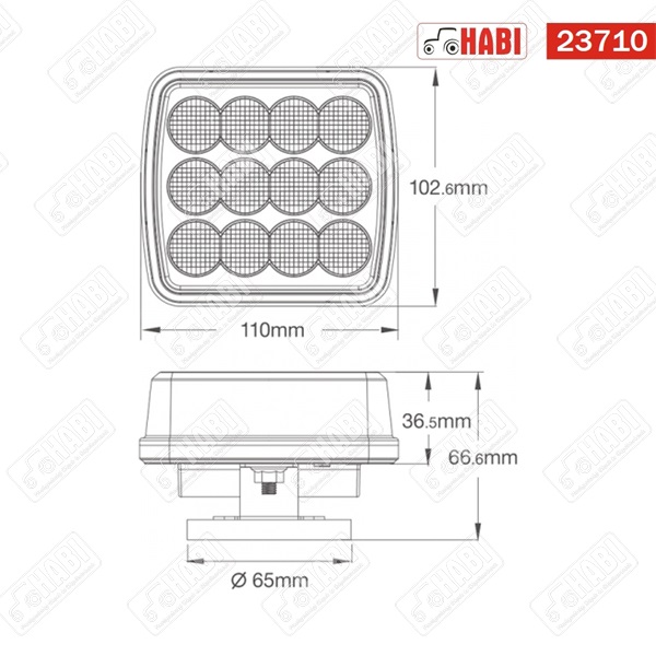 Figyelmeztető fényjelzés sárga villogó párban mágneses+beépített akkumulátor LED, 110x102 mm, IP67