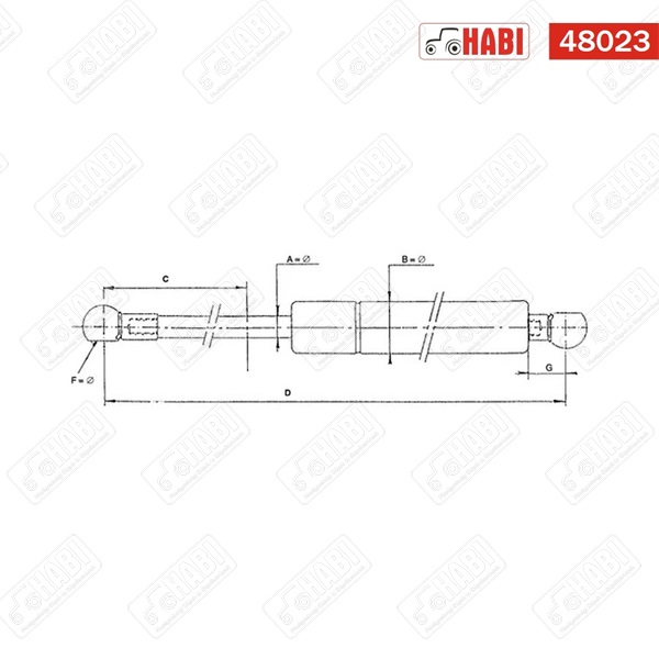 Gázrugó L=540-800 N mindkét oldalon nejlon gömbfejjel /stabilus/