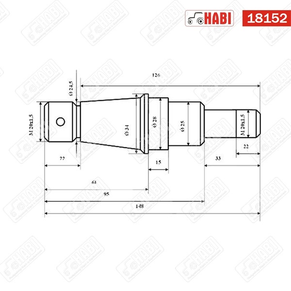 MTZ Gömbcsap 2 menetes nem komplett /6/ L=148mm