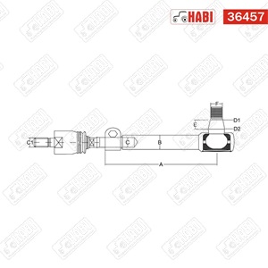 Gömbfej és axiális csukló jobb M22x1,5 / M20x1,5 L=345 mm