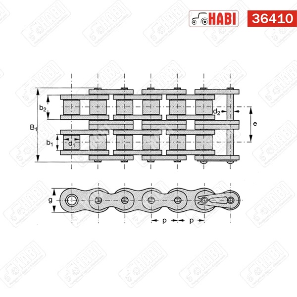 Görgőslánc 3/4x7/16 duplex