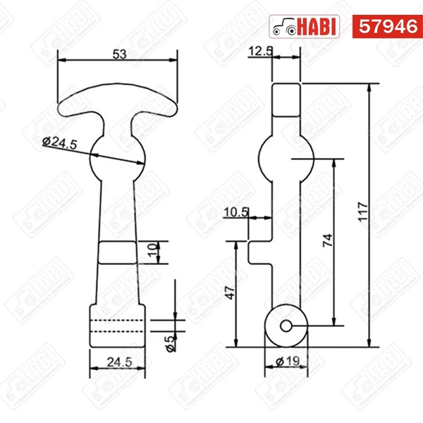 Gumi rögzítő fül L=120 mm