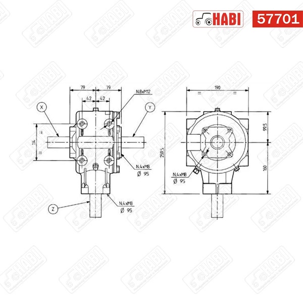 Hajtómű T-304A 1:3 COMER