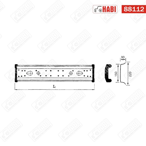 Hátsó aláfutásgátló műanyag szegőkkel L=2400 mm