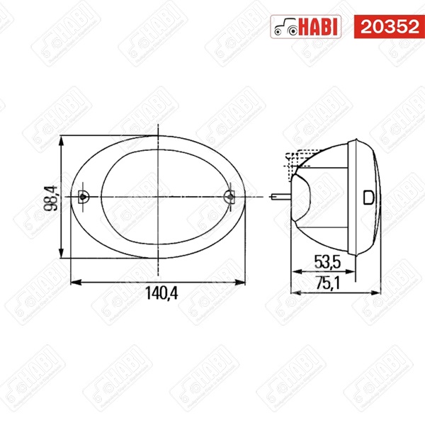 Hátsó lámpa ovális 140x98 mm 12V Hella