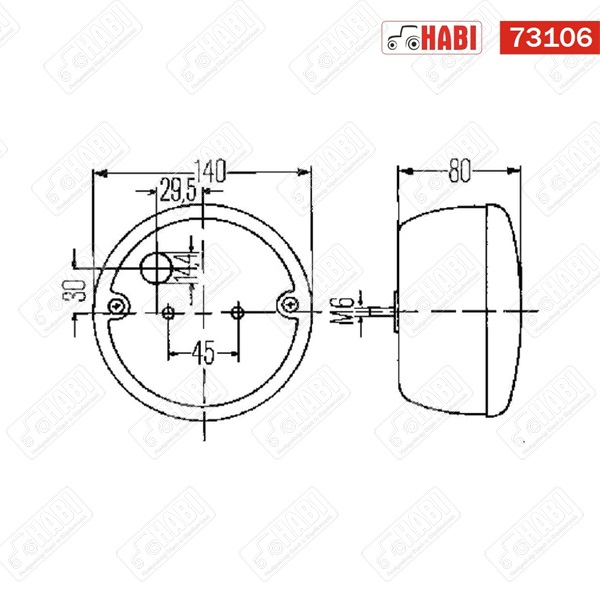 Hátsó lámpa d=140 mm  Hella