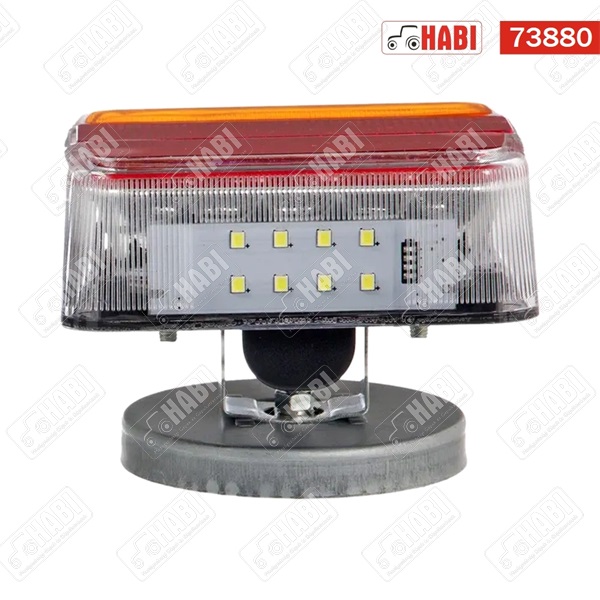Hátsólámpa jobb univerzális LED mágneses sárga/piros rendszámvilágítással 12 V vezeték nélküli 98x106 mm