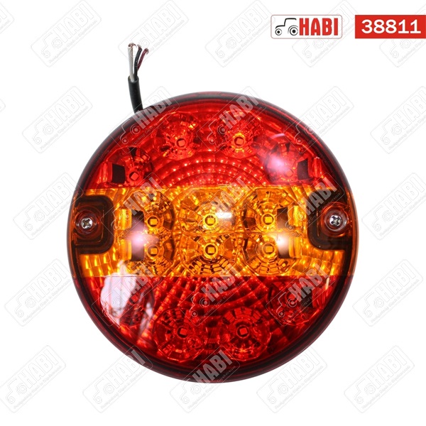 Hátsólámpa kör univerzális LED D=140 mm, h=40 mm, 12V/24V kábeles