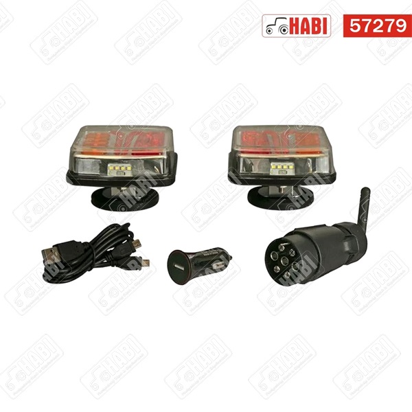 Hátsólámpa párban mágneses sárga/piros LED 12 V, 105x105x55 mm, vezeték nélküli