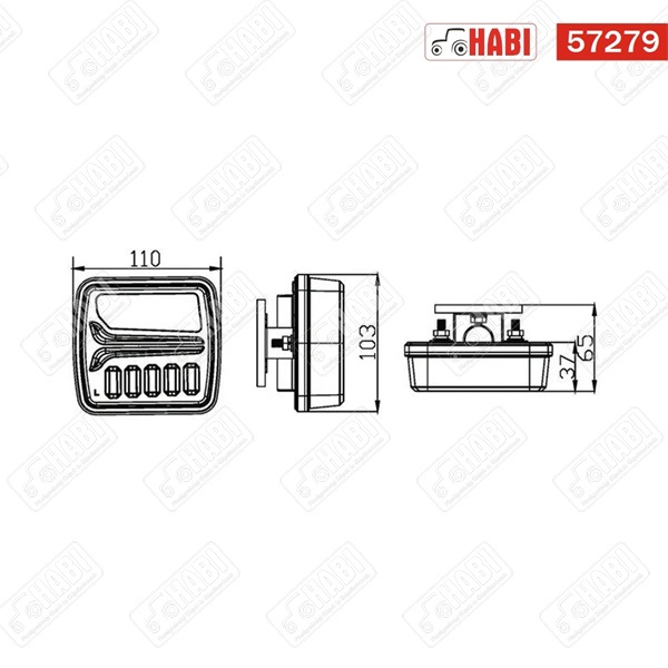 Hátsólámpa párban mágneses sárga/piros LED 12 V, 105x105x55 mm, vezeték nélküli