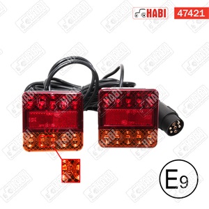 Hátsólámpa párban mágneses sárga/piros LED 7,5 m vezetékkel 12 V