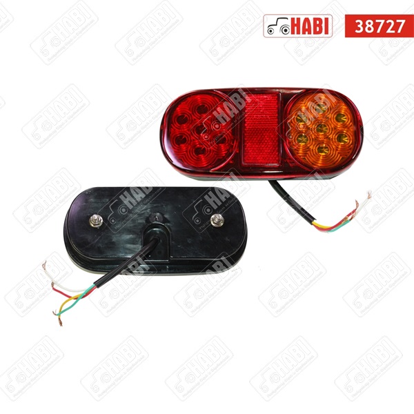 Hátsólámpa univerzális jobb LED sárga/piros 160X80X35mm rendszám megvilágítással, 12 V-24 V