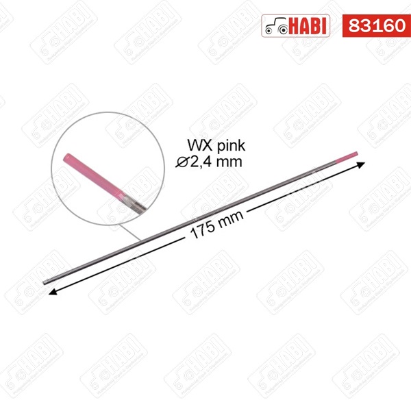 Hegesztő wolfram elektróda Tungsten WX Pink d=2,4mm, L=175mm