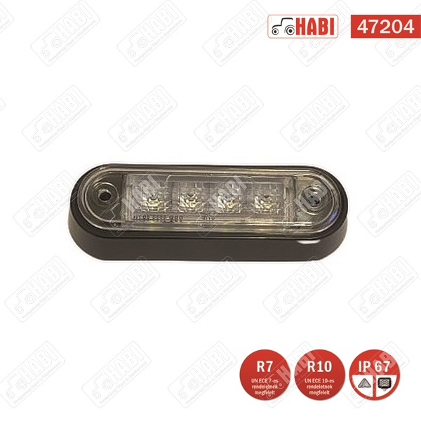 Helyzetjelző lámpa 4 LED fehér 100x34x17 mm 12/24V, IP67