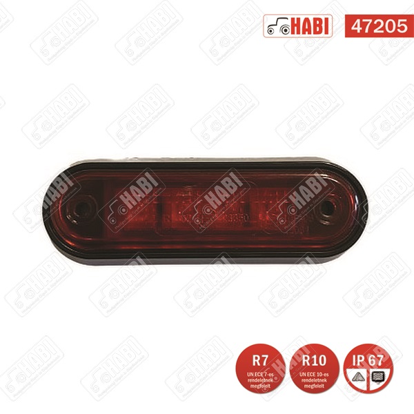 Helyzetjelző lámpa 4 LED piros 100x34x17 mm 12/24V, IP67