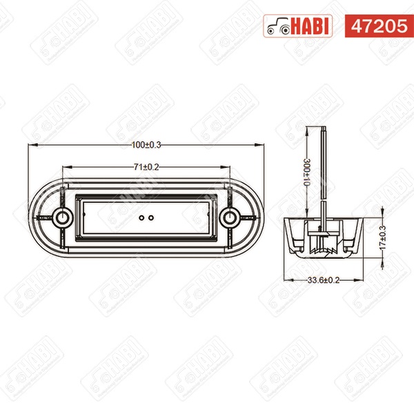 Helyzetjelző lámpa 4 LED piros 100x34x17 mm 12/24V, IP67
