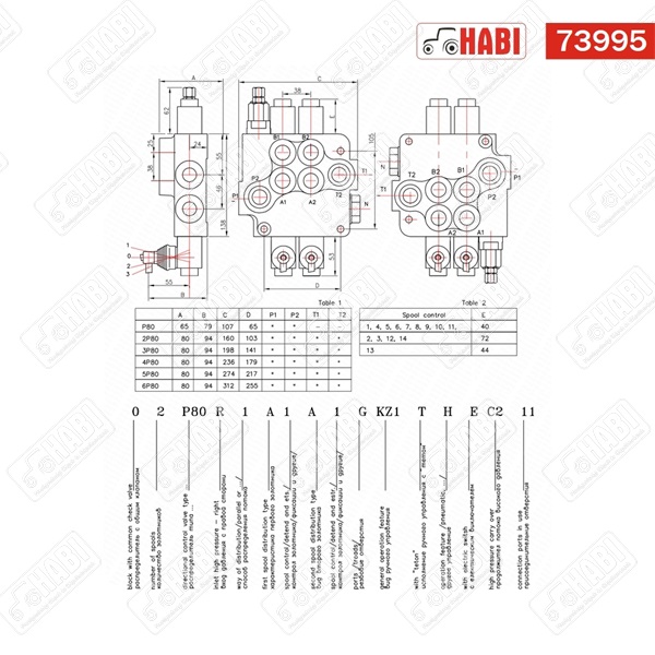 Hidraulika elosztó 2 karos 3/4 80 l/perc