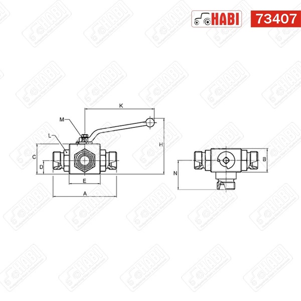 Hidraulika golyós csap 3-utas M14x1,5