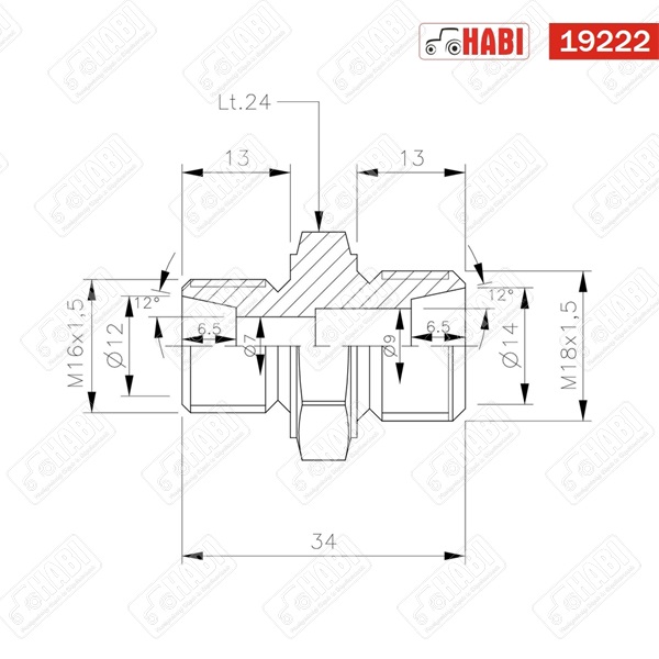 Hidraulika közcsavar 16/18   24°